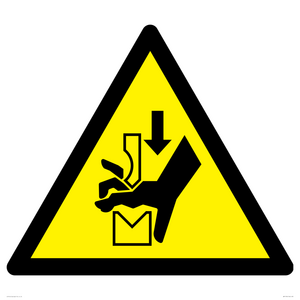 W030 Warning: Hand crushing between press brake tool